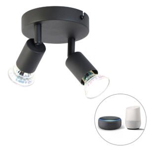 Smart spot čierny výklopný okrúhly vrátane 2 WiFi GU10 - Jeany