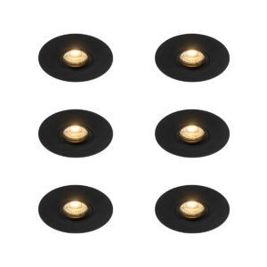 Sada 6 ks Moderné zapustené bodové čierne 12 cm - Buco