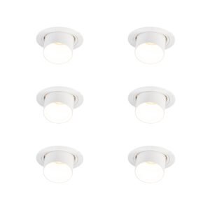 Sada 6 ks Moderné okrúhle zapustené bodové sklopné biele - Installa