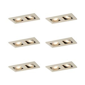 Sada 6 ks Moderné zabudované bodové svetlo béžové GU10 50 mm otočné a sklopné 2-svetlo - Qure