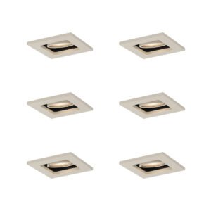 Sada 6 ks Moderné zabudované bodové svetlo béžové GU10 50 mm otočné a sklopné - Qure