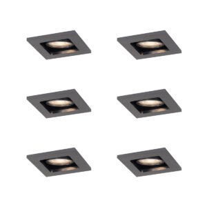 Sada 6 ks Moderné zabudované bodové svetlo tmavosivé GU10 50 mm okrúhle výkyvné - Qure